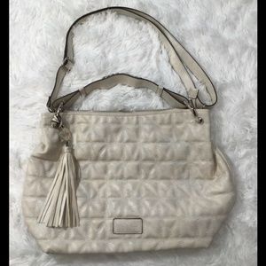 NEW $108 Nicole Miller Madison Quilted Hobo‎ Shoulder HandBag in Cream